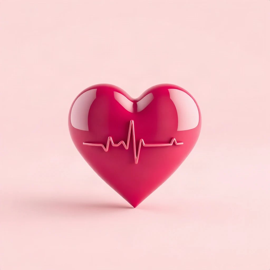 3D Glossy Heart Pulse Logo