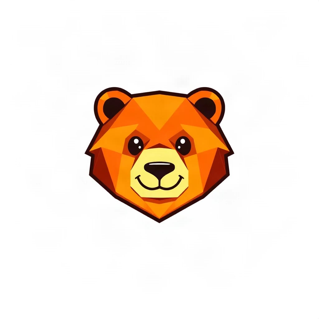 Geometric Low Poly Bear Head Logo