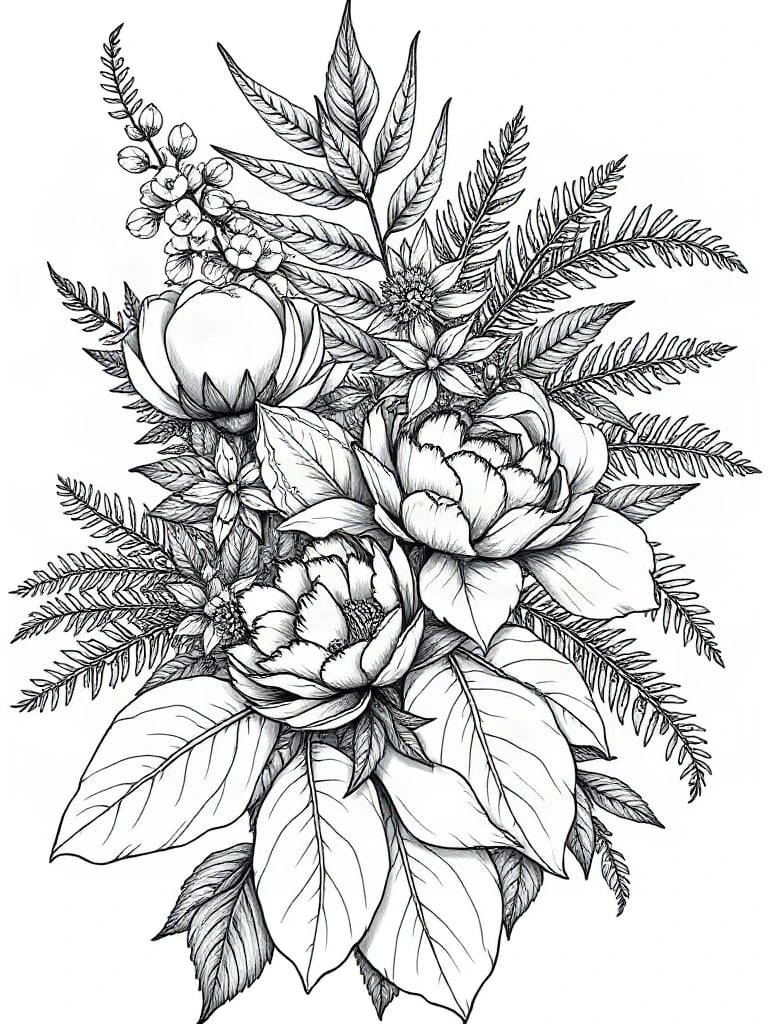 Botanical Leaves Coloring