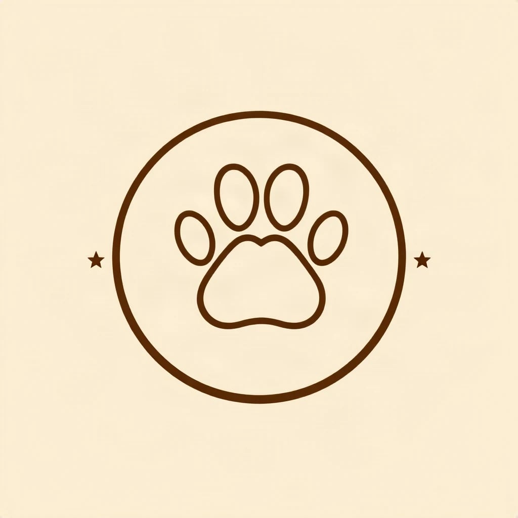 Retro Emblem Paw Heart Logo