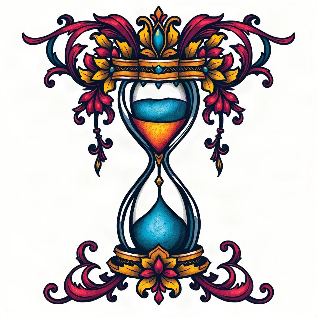 Neo Traditional Hourglass Tattoo