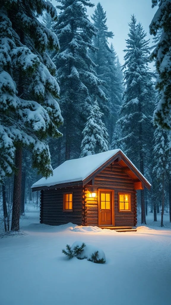 Winter Cabin Snowfall
