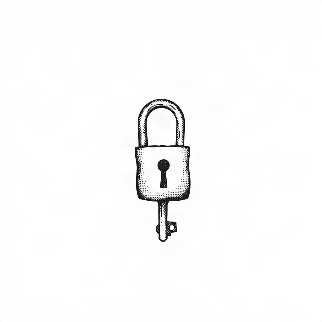 Dotwork Key And Lock Tattoo