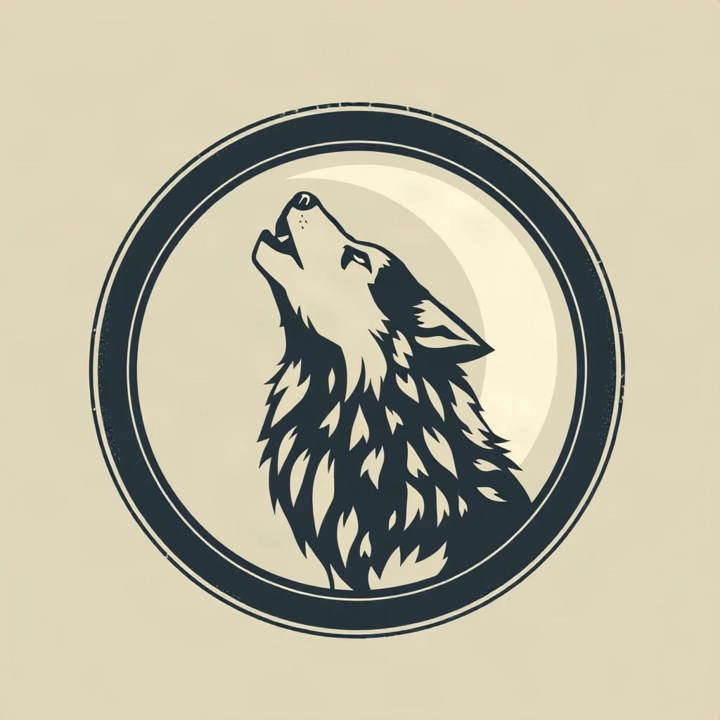 Vintage Badge Wolf Moon Logo