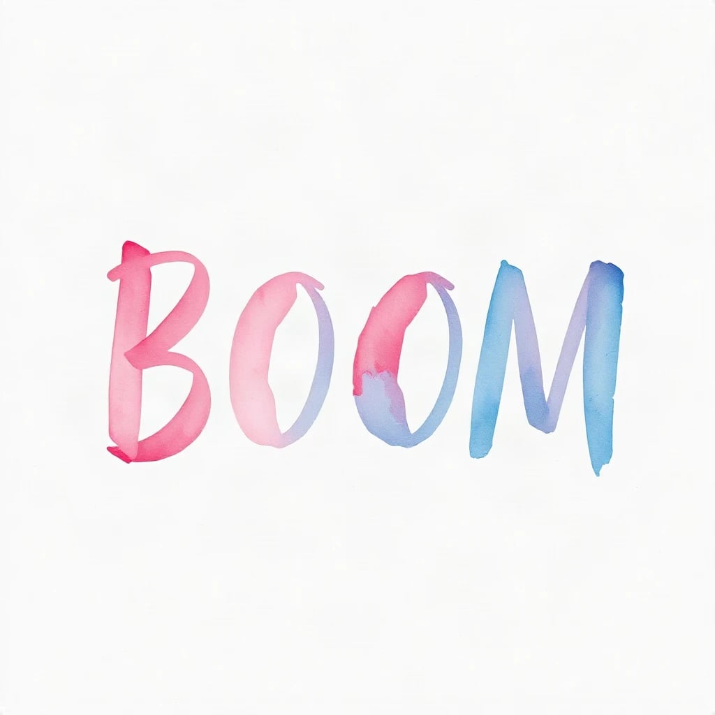 Watercolor Lettering Boom Typography