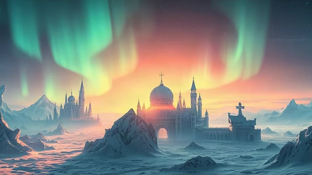Frozen Kingdom With Ice Palaces Matte Painting