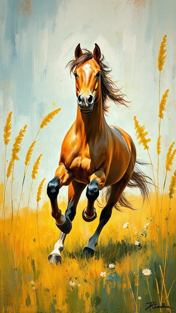 Horse Galloping Across A Acrylic Palette Knife