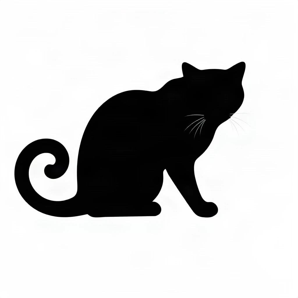 Negative Space Cat Silhouette Logo