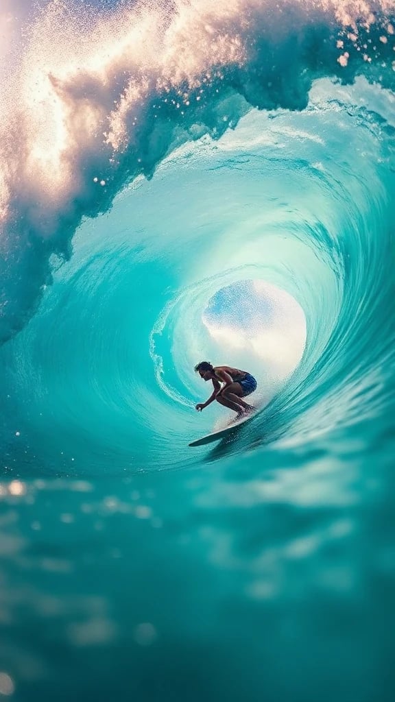 Surfer Barrel Wave