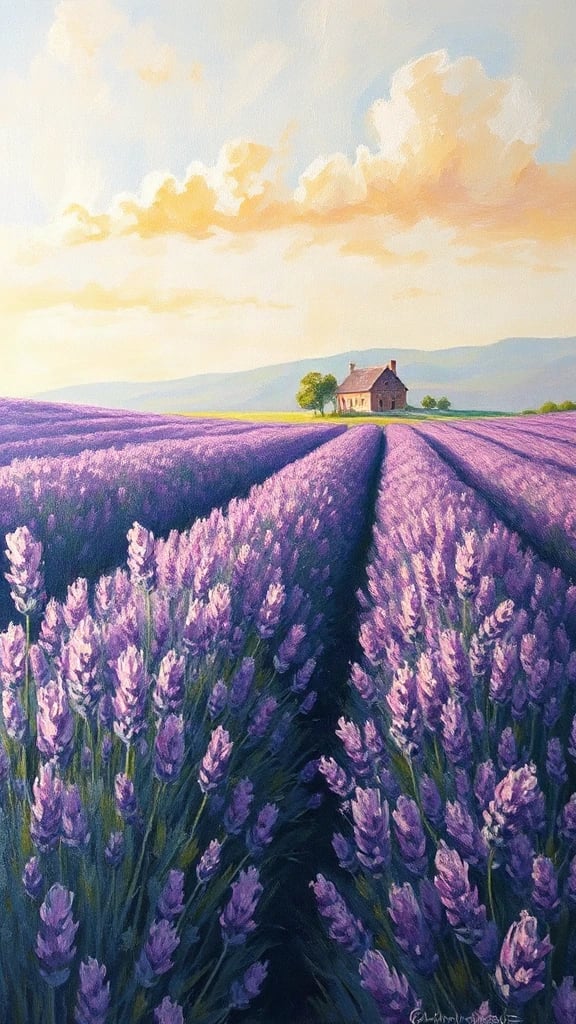 Lavender Field With A Oil Painting