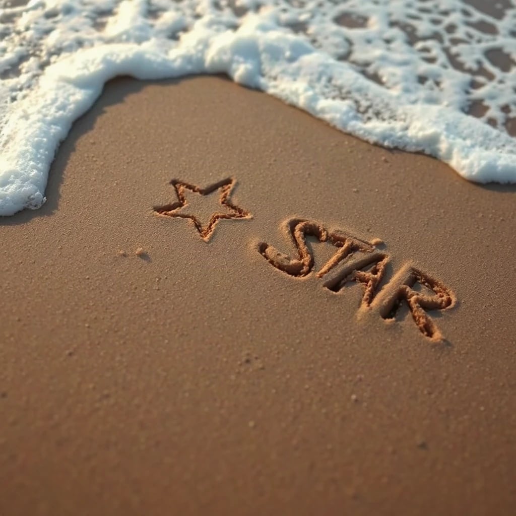 Sand Writing Star Typography