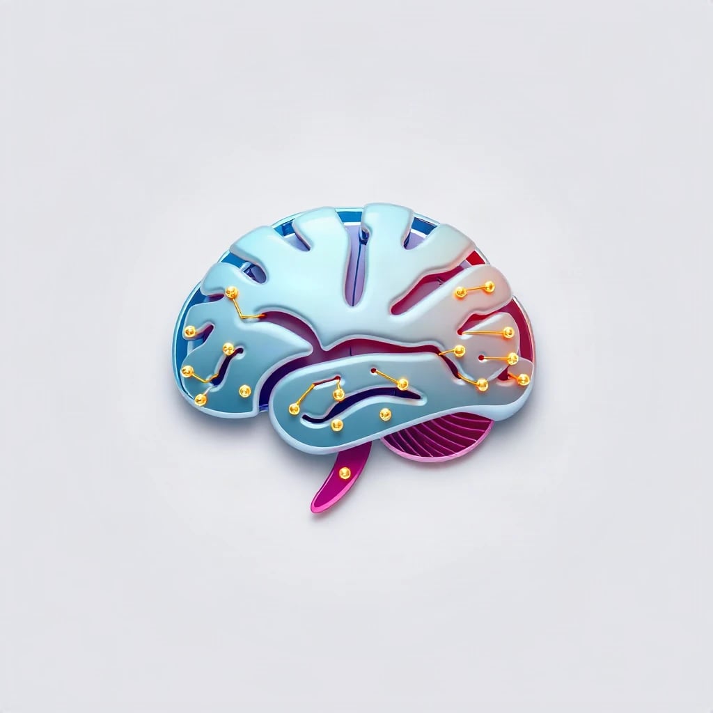 3D Glossy Brain Circuit Logo