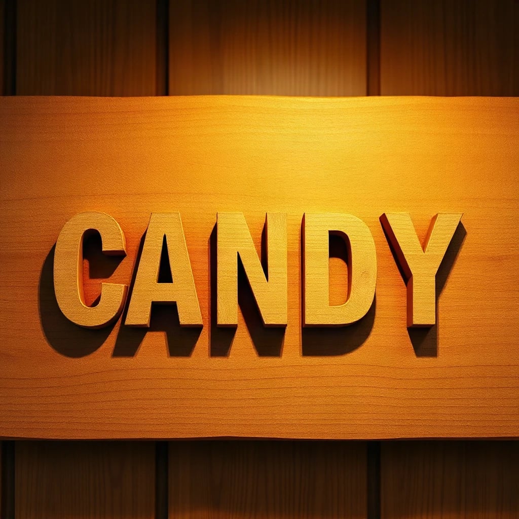 Wooden Carved Candy Typography