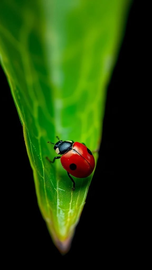 Ladybug Leaf Macro Studio