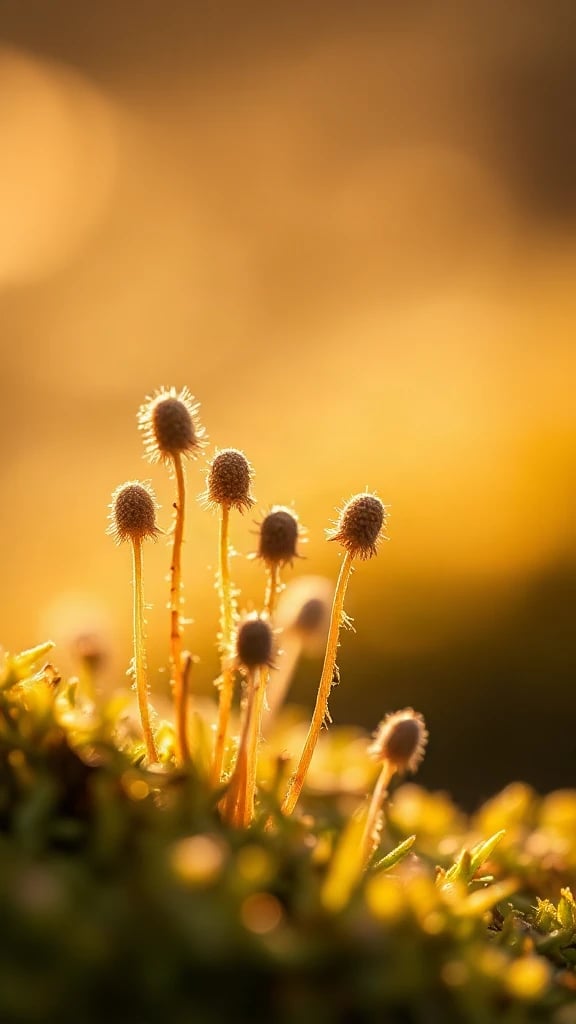 Moss Spores Macro Golden