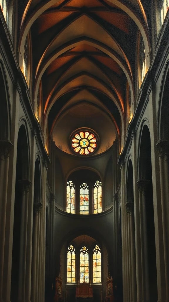Cathedral Interior With Stained Renaissance