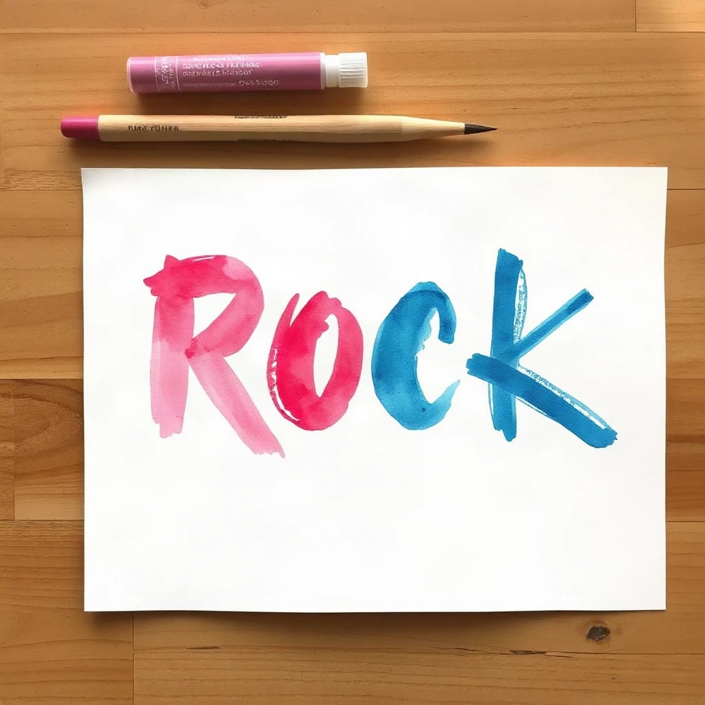 Watercolor Lettering Rock Typography