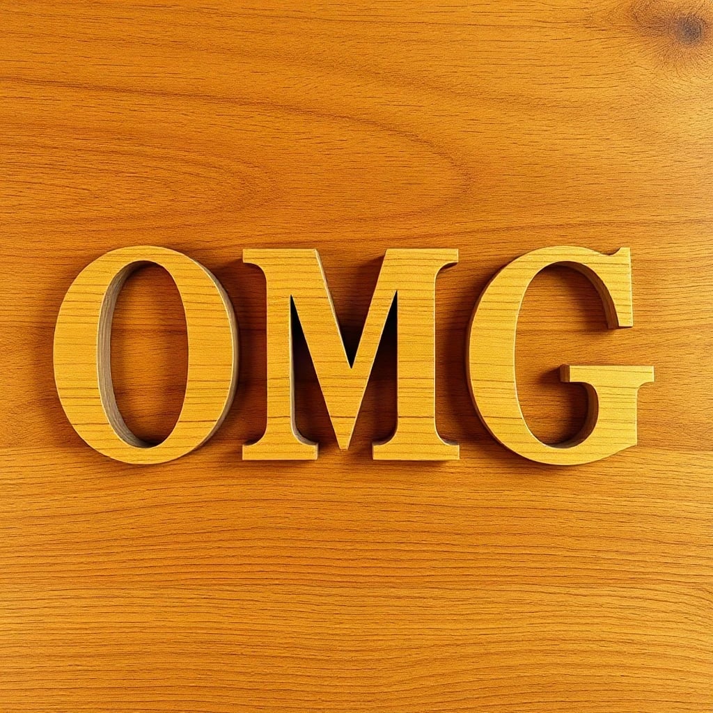 Wooden Carved Omg Typography