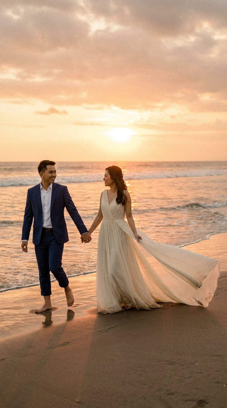 Siluet Senja di Tepi Pantai