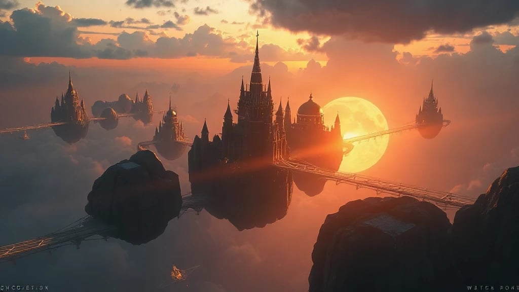 Floating Sky City Built On Matte Painting