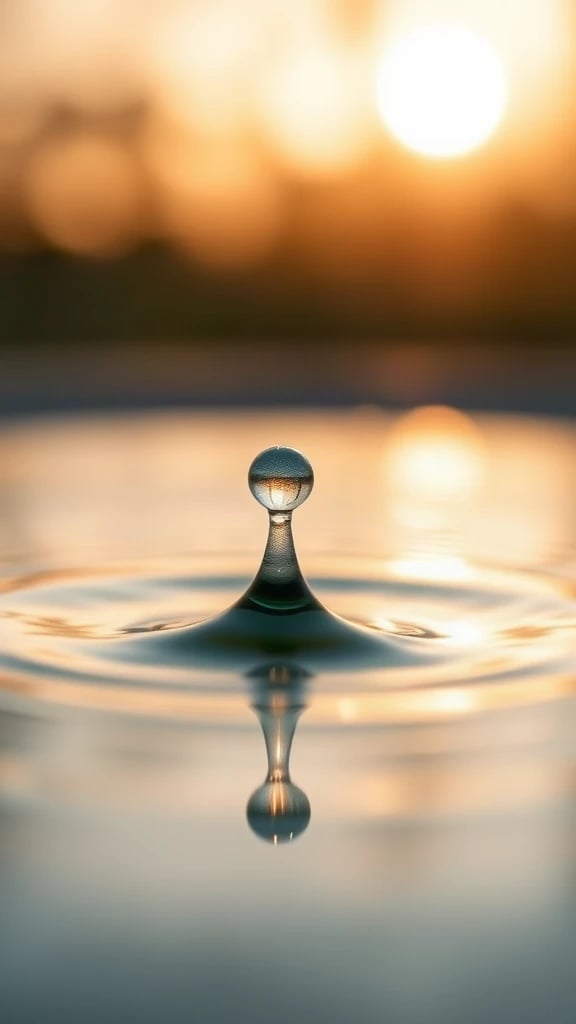Water Drop Splash Macro Golden