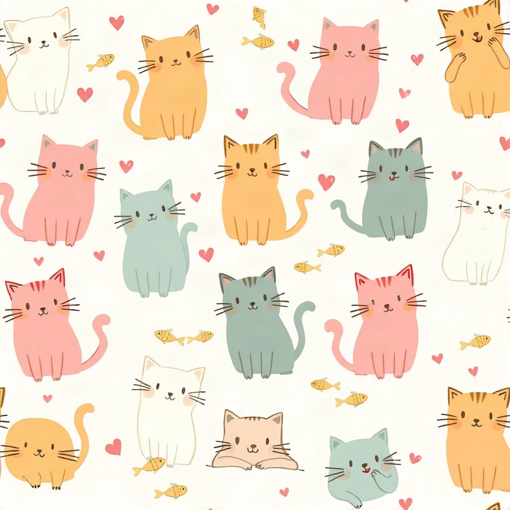 Cute Cat Doodle Pattern