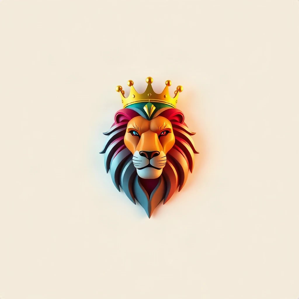 3D Glossy Lion Crown Logo