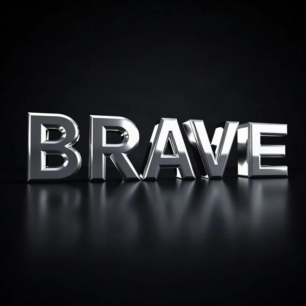 Chrome 3D Brave Typography