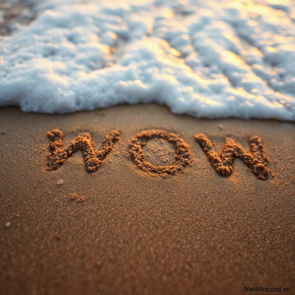 Sand Writing Wow Typography