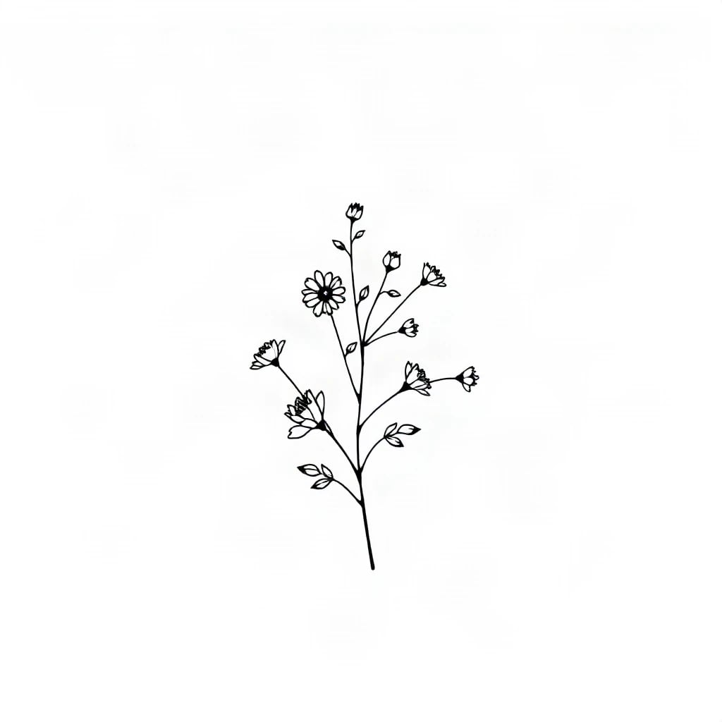 Fine Line Botanical Tattoo
