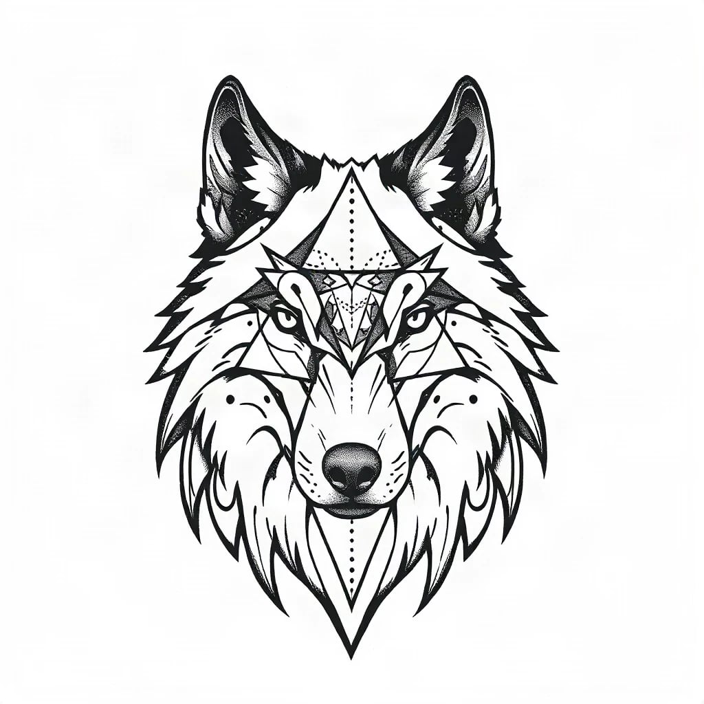 Geometric Wolf Tattoo