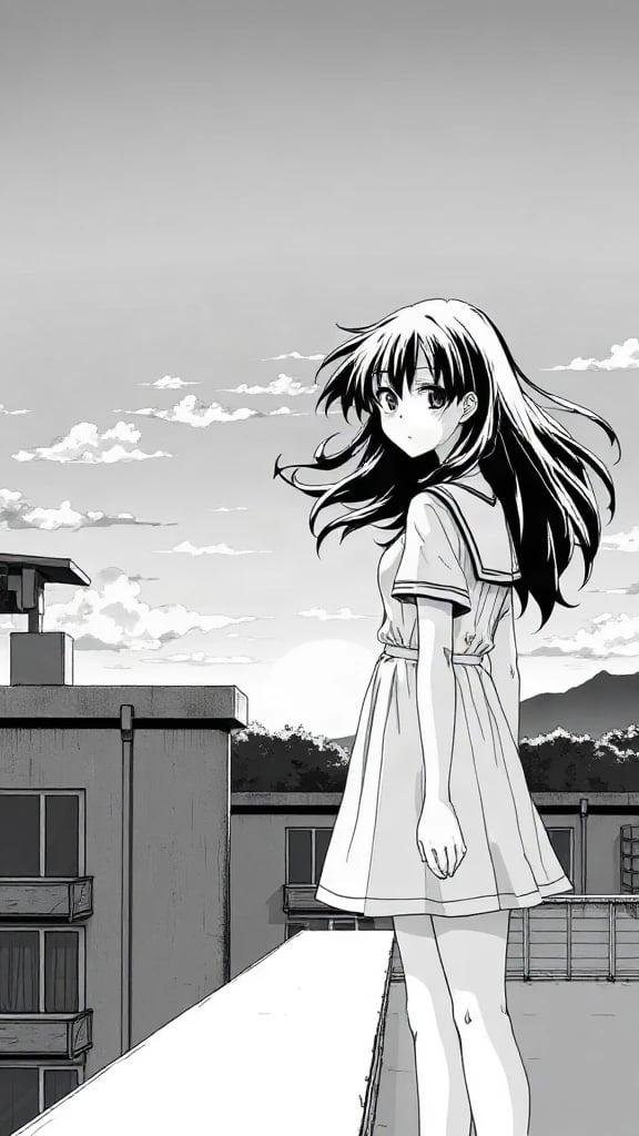 School Rooftop Manga Scene