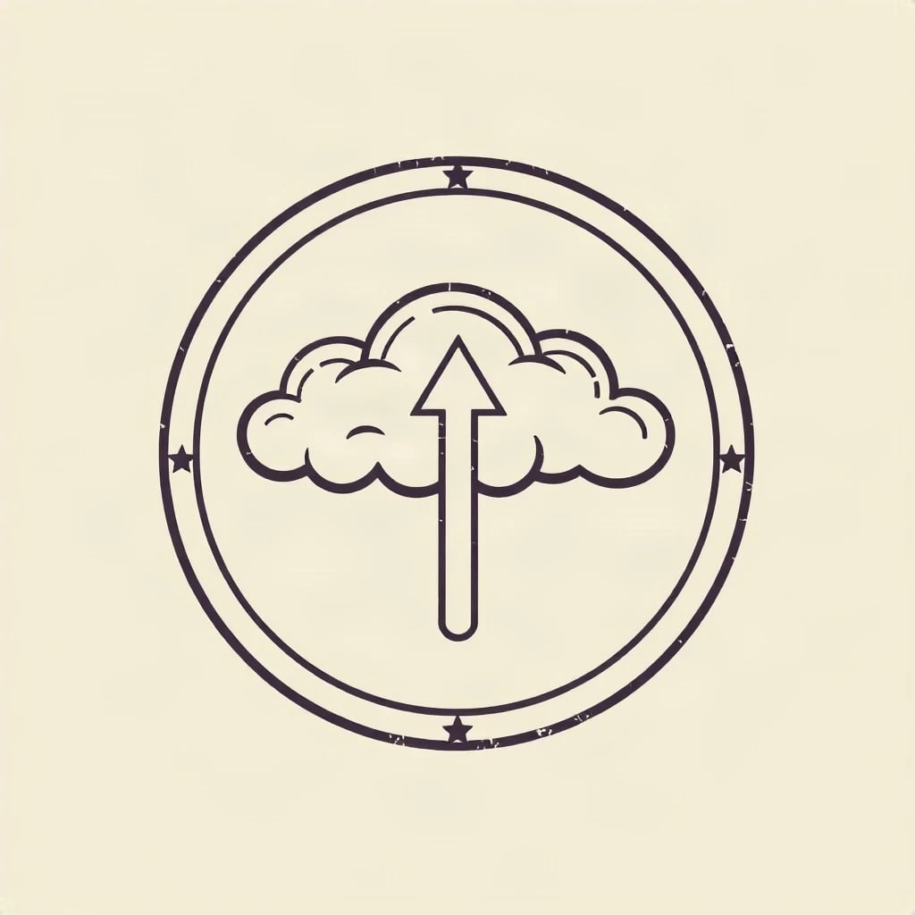 Retro Emblem Cloud Upload Logo
