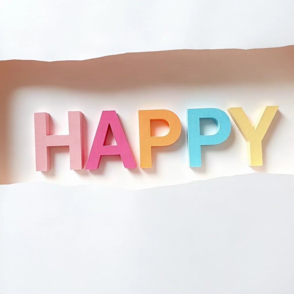 Paper Cut Happy Typography