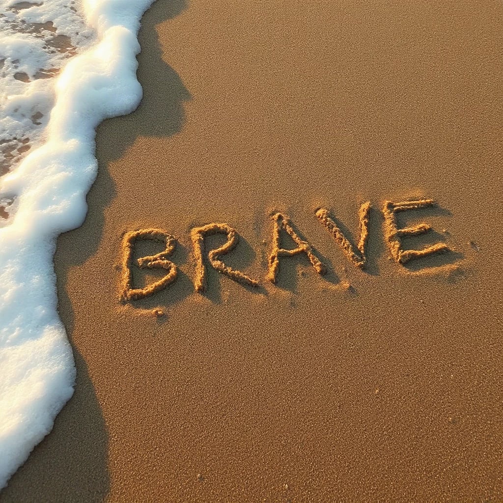 Sand Writing Brave Typography