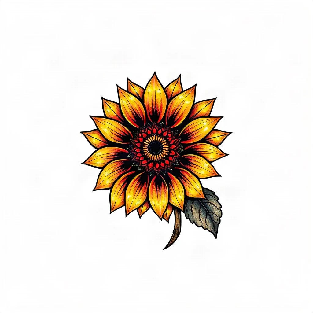 Neo Traditional Sunflower Tattoo