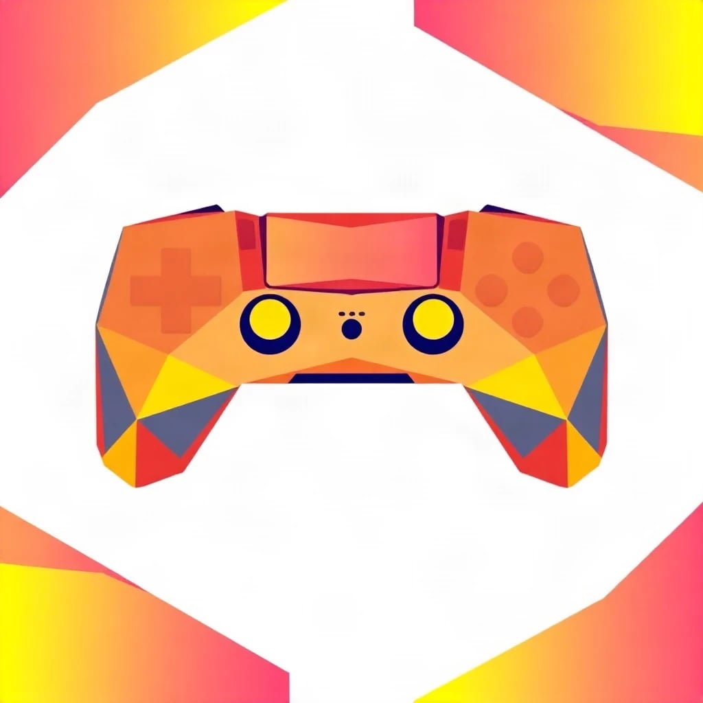 Geometric Low Poly Game Pad Logo