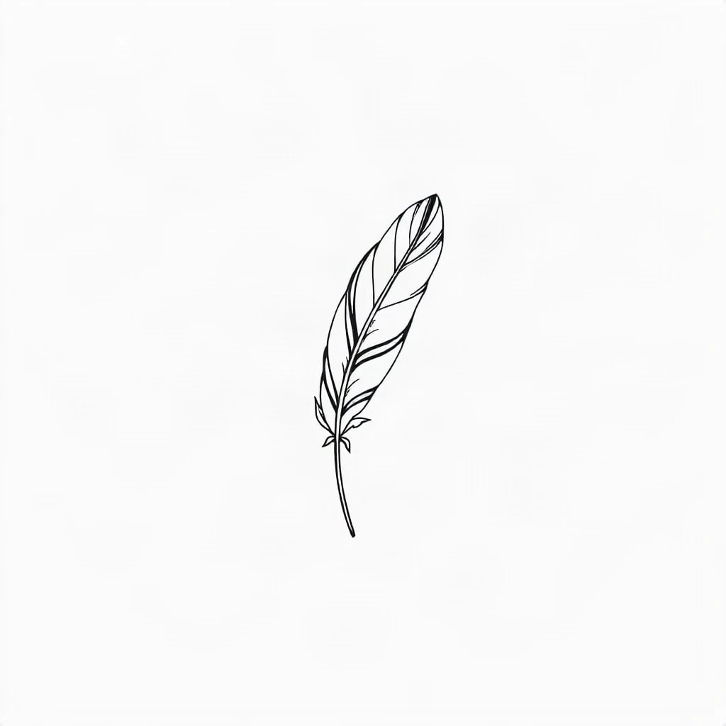 Fine Line Feather Tattoo