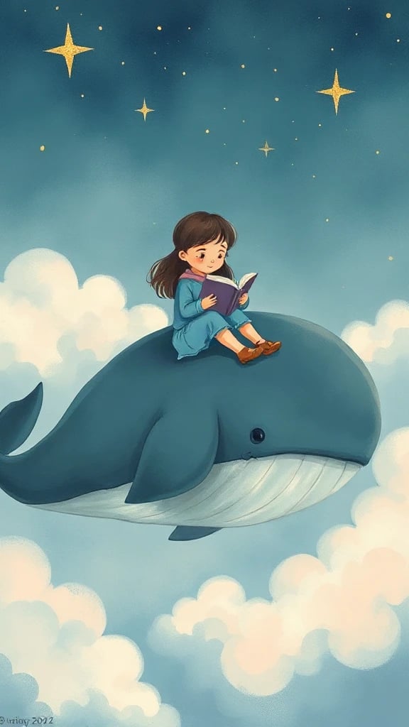 Girl Reading on Whale