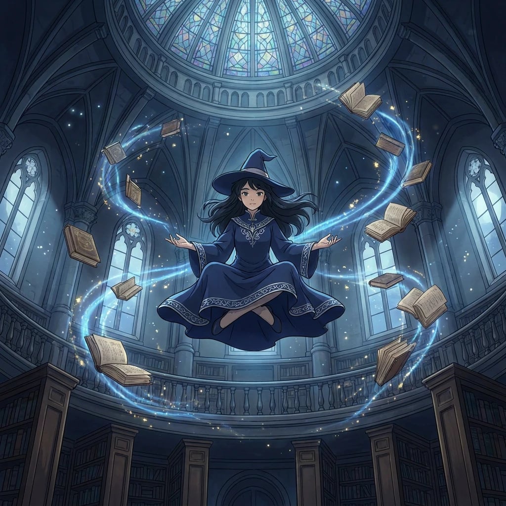 Floating Librarian Witch in Grand Hall