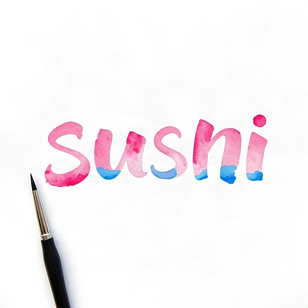 Watercolor Lettering Sushi Typography
