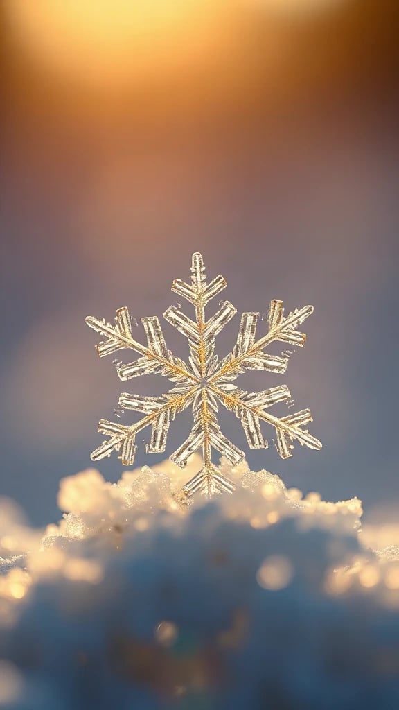 Snowflake Crystal Macro Golden