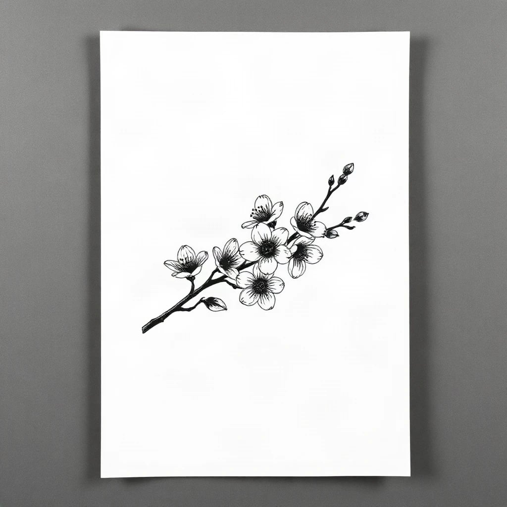 Dotwork Cherry Blossom Tattoo