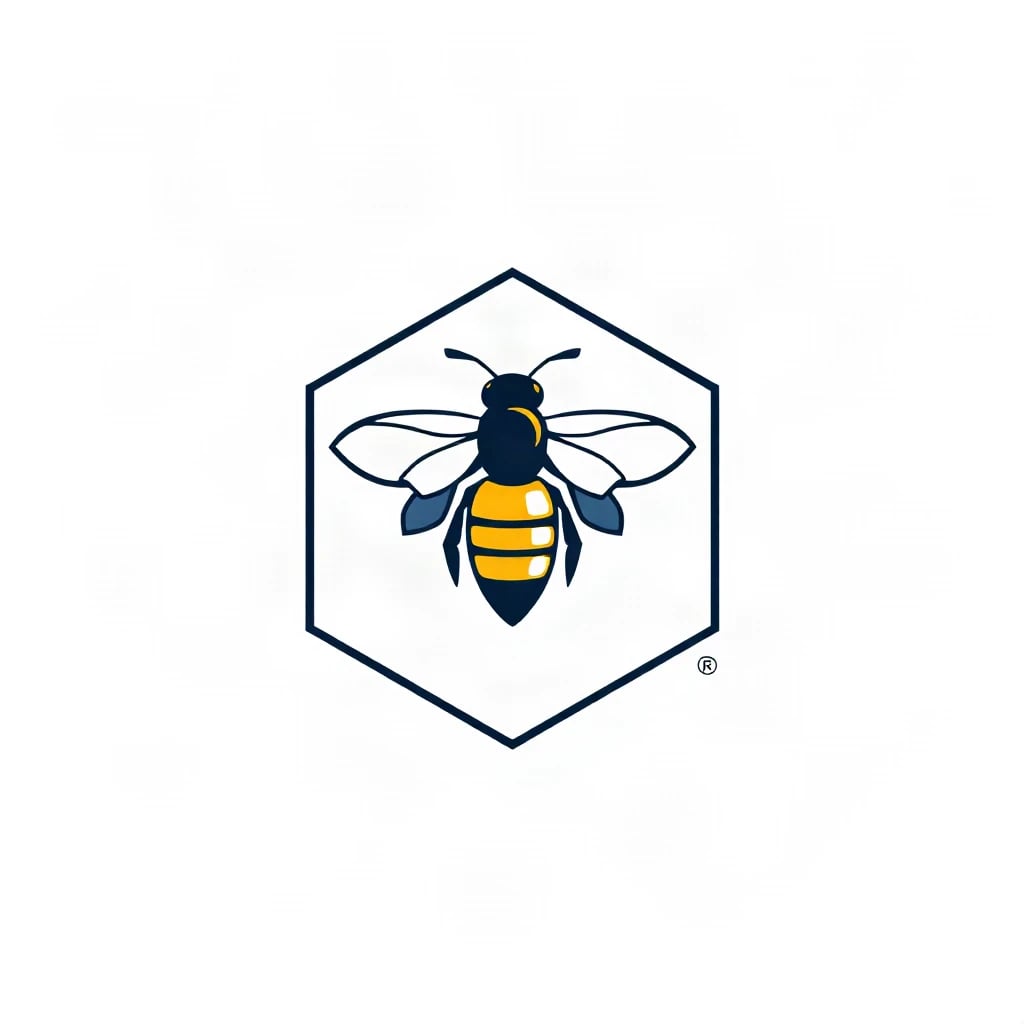 Flat Minimal Bee Hexagon Logo