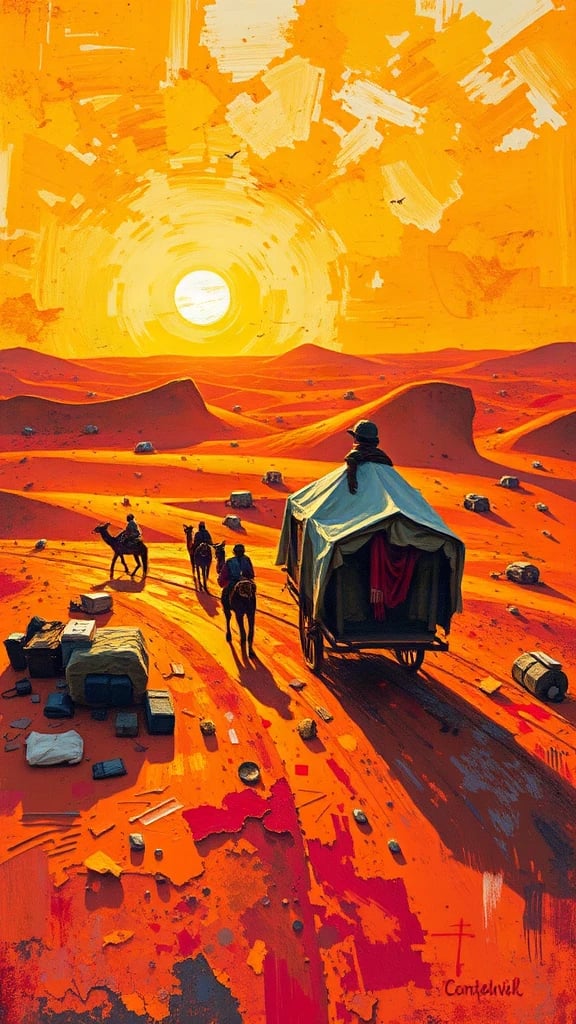 Desert Caravat Golden Hour Acrylic Palette Knife