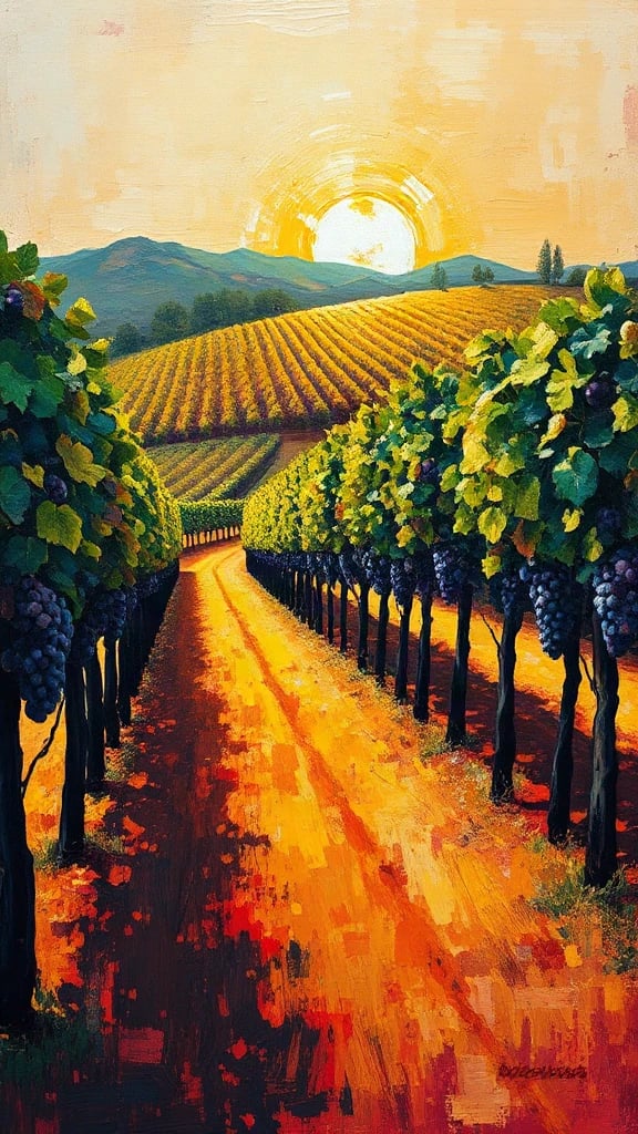 Vineyard At Harvest Time Acrylic Palette Knife