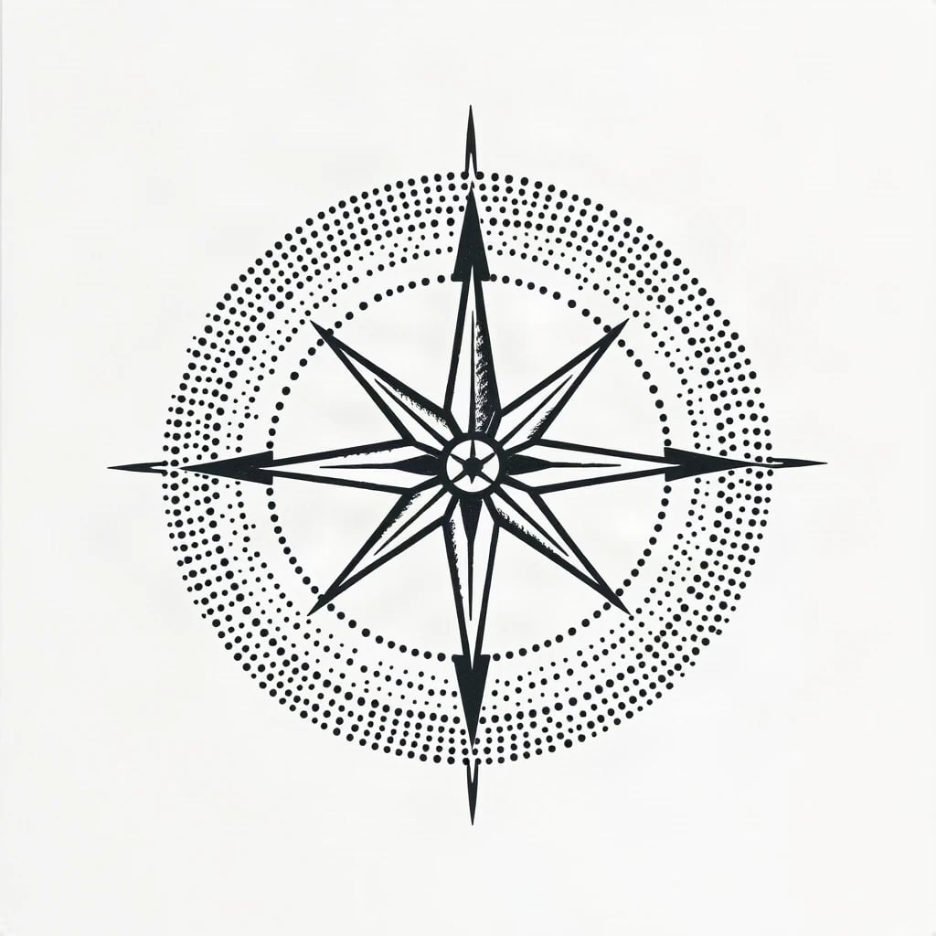 Dotwork Compass Tattoo
