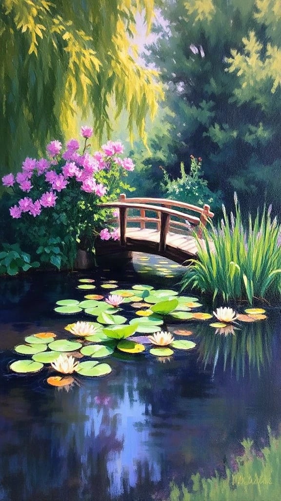 Impressionist Garden Bridge