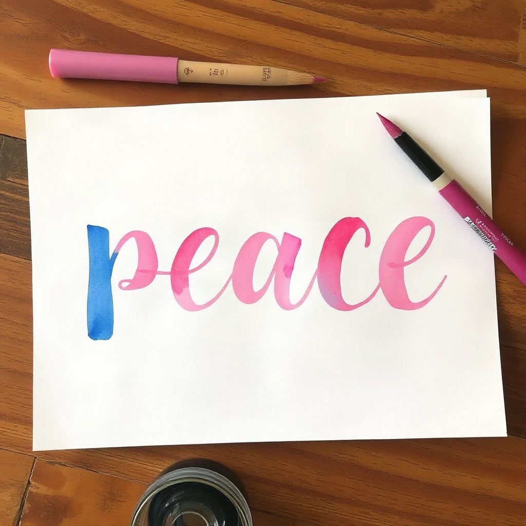 Watercolor Lettering Peace Typography