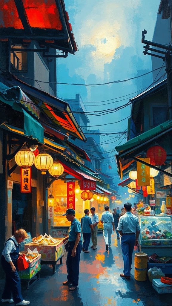 Bustling Asinight Market Impressionist